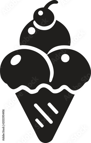 Ice Cream Cone Silhouette Black And White Graphic