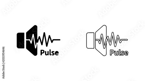 Bild auf Leinwand Audio Pulse Speaker Icon With Sound Wave Graphic