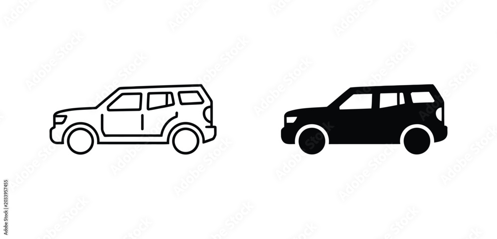 Fototapeta premium Side view crossover suv vehicle icons with automobile transportation crossover