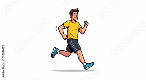 Bilde på lerret Man Running in Yellow Shirt.