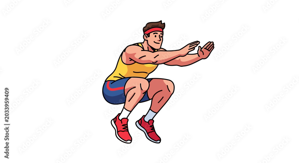 Obraz premium Man in Yellow Tank Top Exercising.
