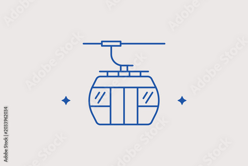 Canvastavla Funicular cable car line icon for mountain resort tourism
