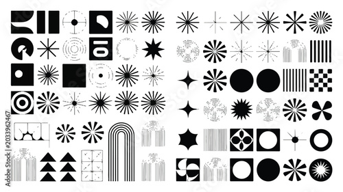 A collection of black and white food icons and graphics