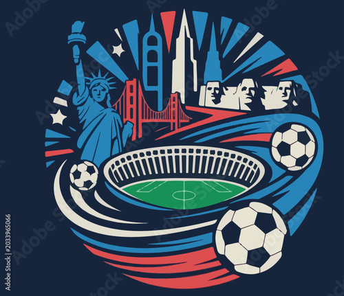 2026 Football Tournament USA Vector Illustration