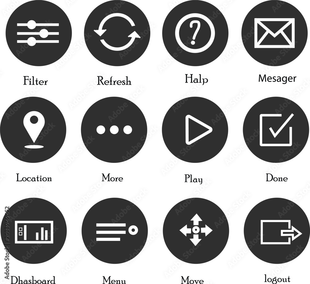 Fototapeta premium Solid User Interface and Navigation Icon Pack