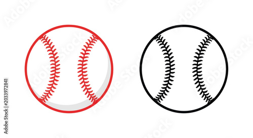 Foto Baseball Icon Set: Classic Red and Black Outline Vector Illustrations