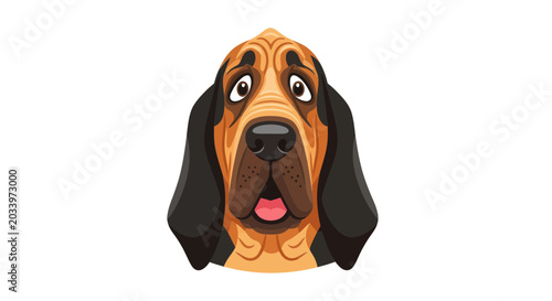 Принти на полотні Sad Bloodhound Dog Face Illustration, Close-up Portrait