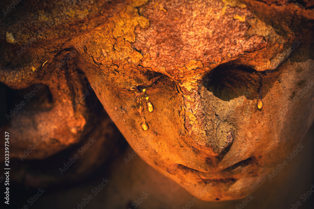 Obraz premium Crying angel sculpture with tears symbolizing grief and loss.