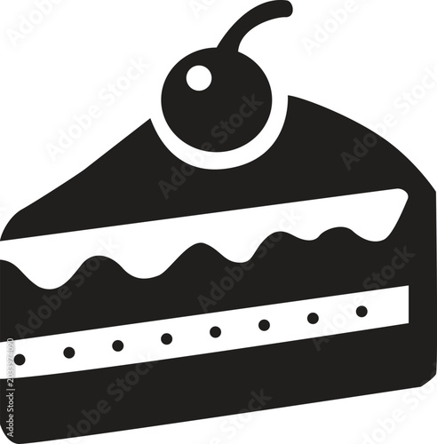 Cake slice icon black and white flat graphic design