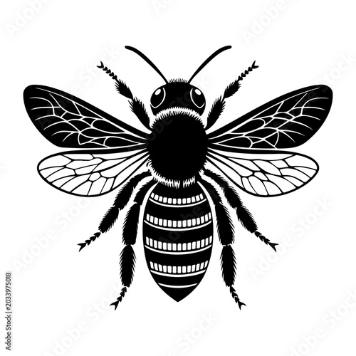 bee silhouette black vector icon style