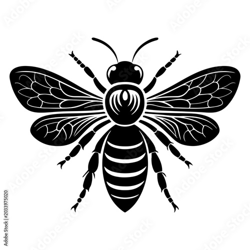 bee silhouette black vector icon style
