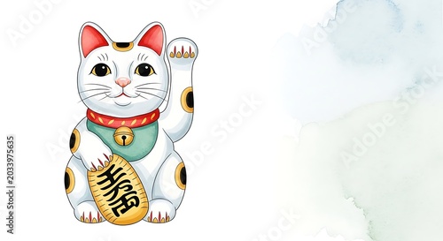 Maneki neko cat illustration