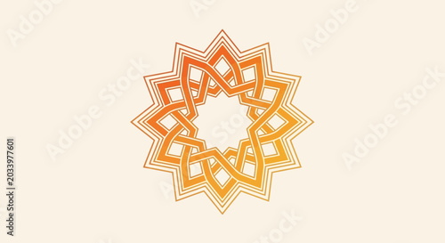 Vibrant orange mandala design element.