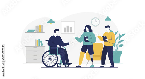 Diverse Group of People with Disabilities Engaging in Discussion.
