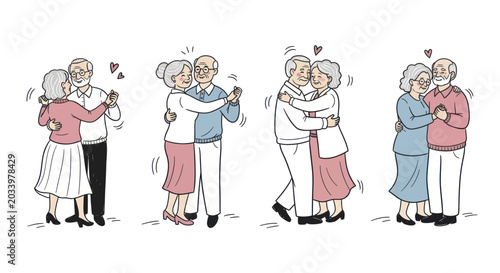 Elderly Couples Dancing Together with Joy and Affection.