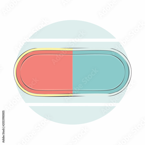 Abstract Pill Shape with Red and Blue Halves