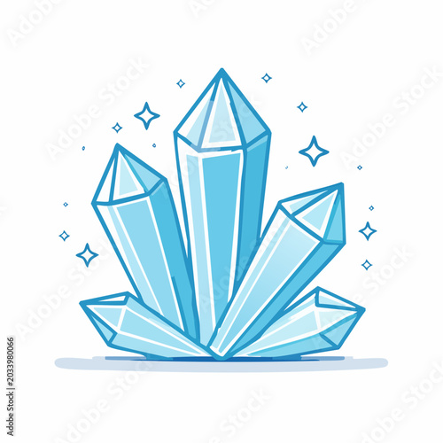 Blue Crystal Cluster Illustration