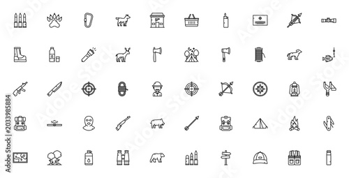 Schilderij op canvas Hunting icon set
