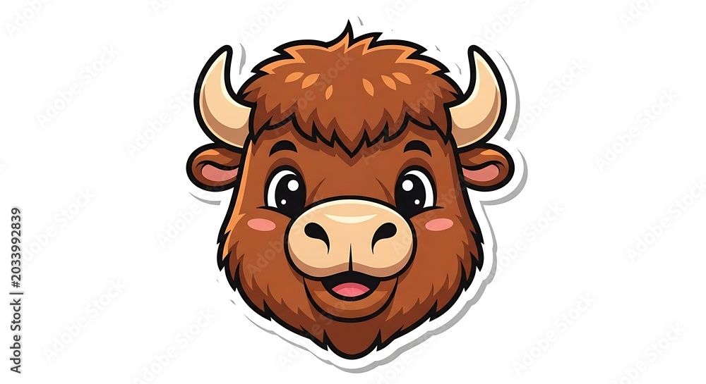 Fototapeta premium Cartoon illustration of a happy ox head