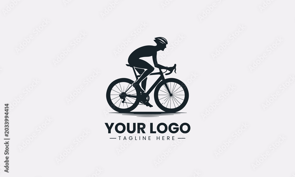 Fototapeta premium Road cyclist silhouette minimalist black vector logo