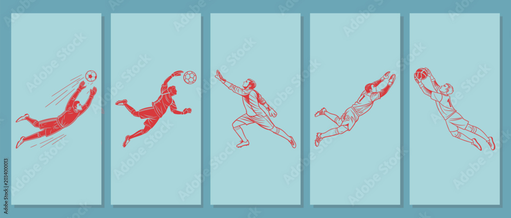 Εκτύπωση καμβά Professional soccer goalkeepers perform acrobatic dives, saving goals during intense matches, demonstrating impressive athleticism and skill