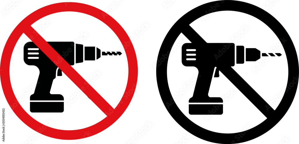 Φωτογραφία No drilling allowed warning signs with drill icons