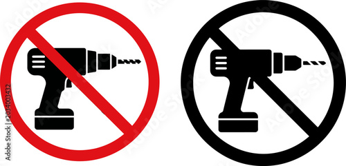 Slika na platnu No drilling allowed warning signs with drill icons