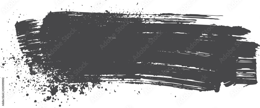Fototapeta premium Black horizontal grunge paint brush stroke