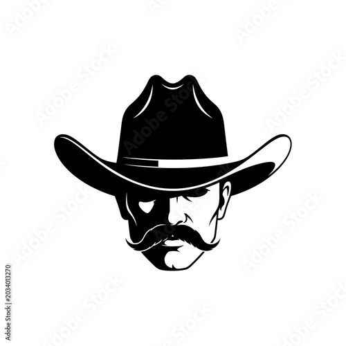 Tableau sur toile Mysterious Cowboy Hat Vintage Western Tilted Brim Silhouette