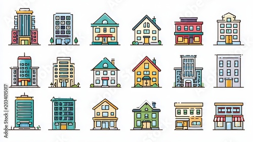 Collection of Diverse Modern and Traditional Buildings in Urban Settings.