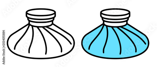 Ice pack icon illustration, in line art and colored design, for coloring page