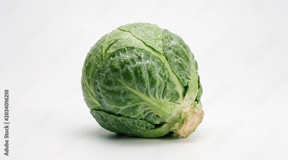 Fototapeta premium Fresh Cabbage Head Isolated on White Background
