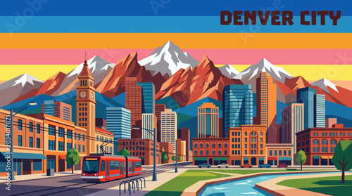 denver mountain american city skyline architecture urban downtown travel tourism landmark modern landscape