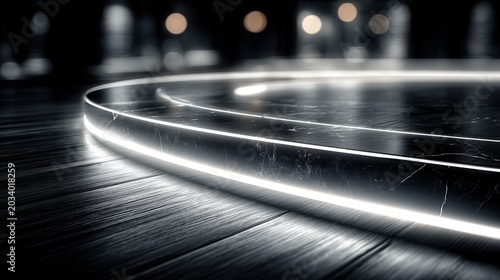 Elegant Marble Podium with Neon Lights for Product Showcase and Presentation
