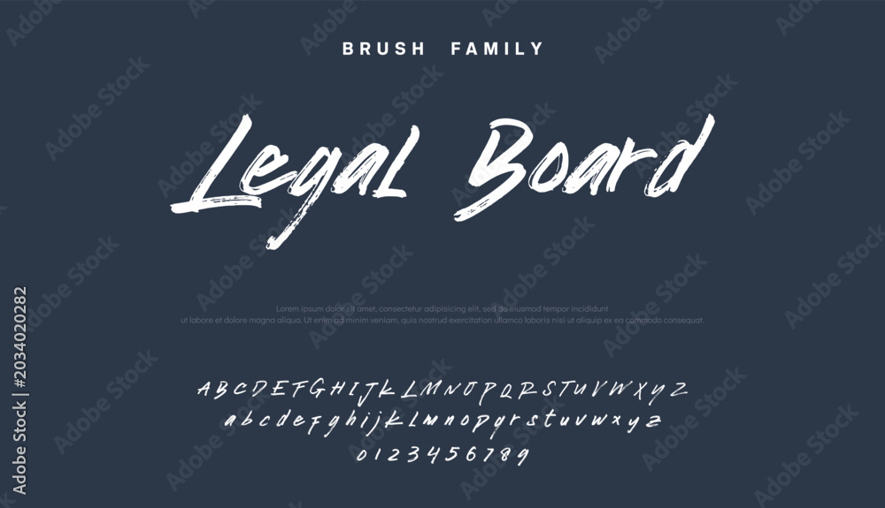 Obraz premium Brush Family Legal Board Script Font with Uppercase Lowercase and Numbers