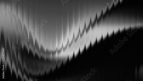 Fotografi a series of vertical lines or bars in gray that are arranged in a repetitive manner on a solid black background