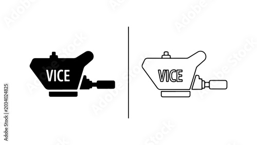 Obraz na płótnie Bench Vise Tool Silhouette and Outline Icon Set