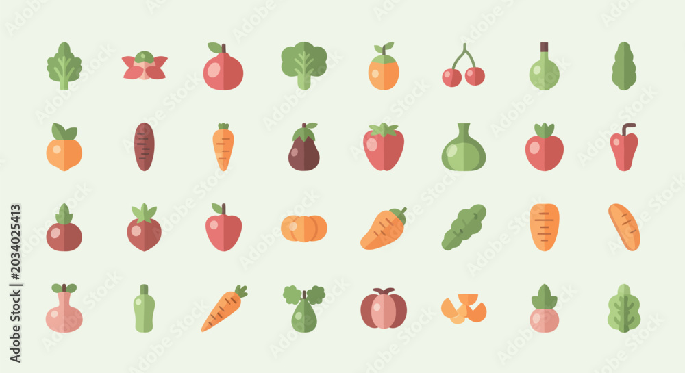 Obraz premium Vegetable icons set on light background