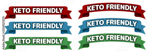 Quadro su tela ケト対応KETO FRIENDLYリボンラベルセット 赤青緑のカラーバリエーション素材 Keto Friendly Ribbon Label Set Red B