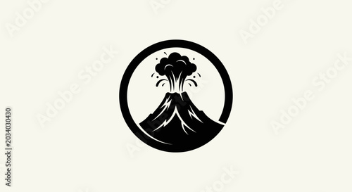 Foto Volcano erupting silhouette logo design