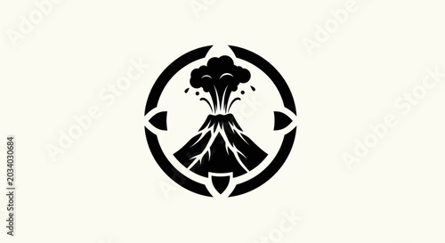 Obraz na płótnie Volcano erupting silhouette logo design