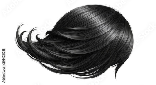 Glossy Black Female Hair Style Isolated On White Background Hair Hairstyle