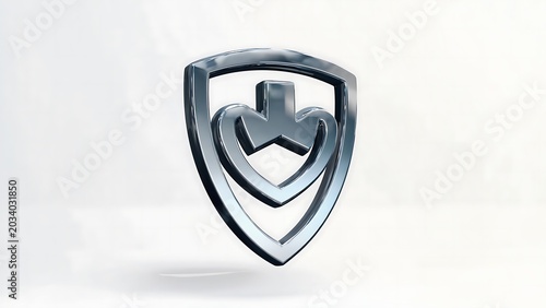 Silver heart shield emblem