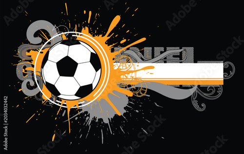 Grunge Soccer Design with Football Ball, Distressed Texture and Dynamic Sports Elements, Vintage Athletic Vector Illustration for T Shirt and Poster Design