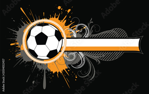 Grunge Soccer Design with Football Ball, Distressed Texture and Dynamic Sports Elements, Vintage Athletic Vector Illustration for T Shirt and Poster Design