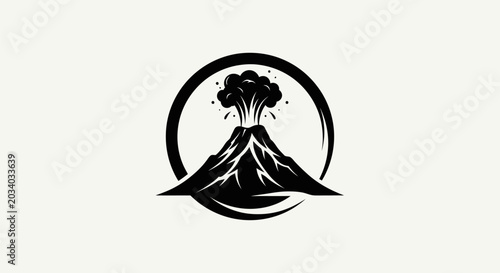 Slika na platnu Volcano eruption silhouette logo design
