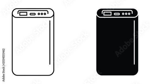 Minimalist smartphone and power bank icons