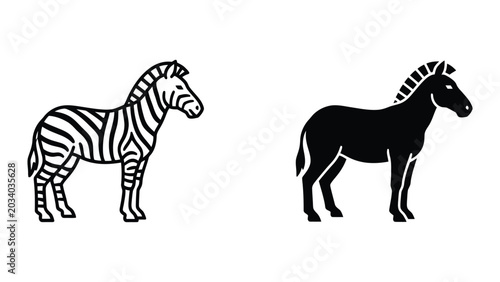 Foto Zebra and donkey standing side by side