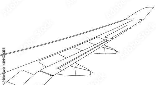 Photos Airplane wing with flaps extended wide.