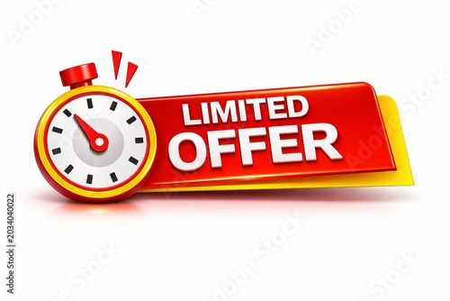 Limited offer promotion with stopwatch timer graphic design